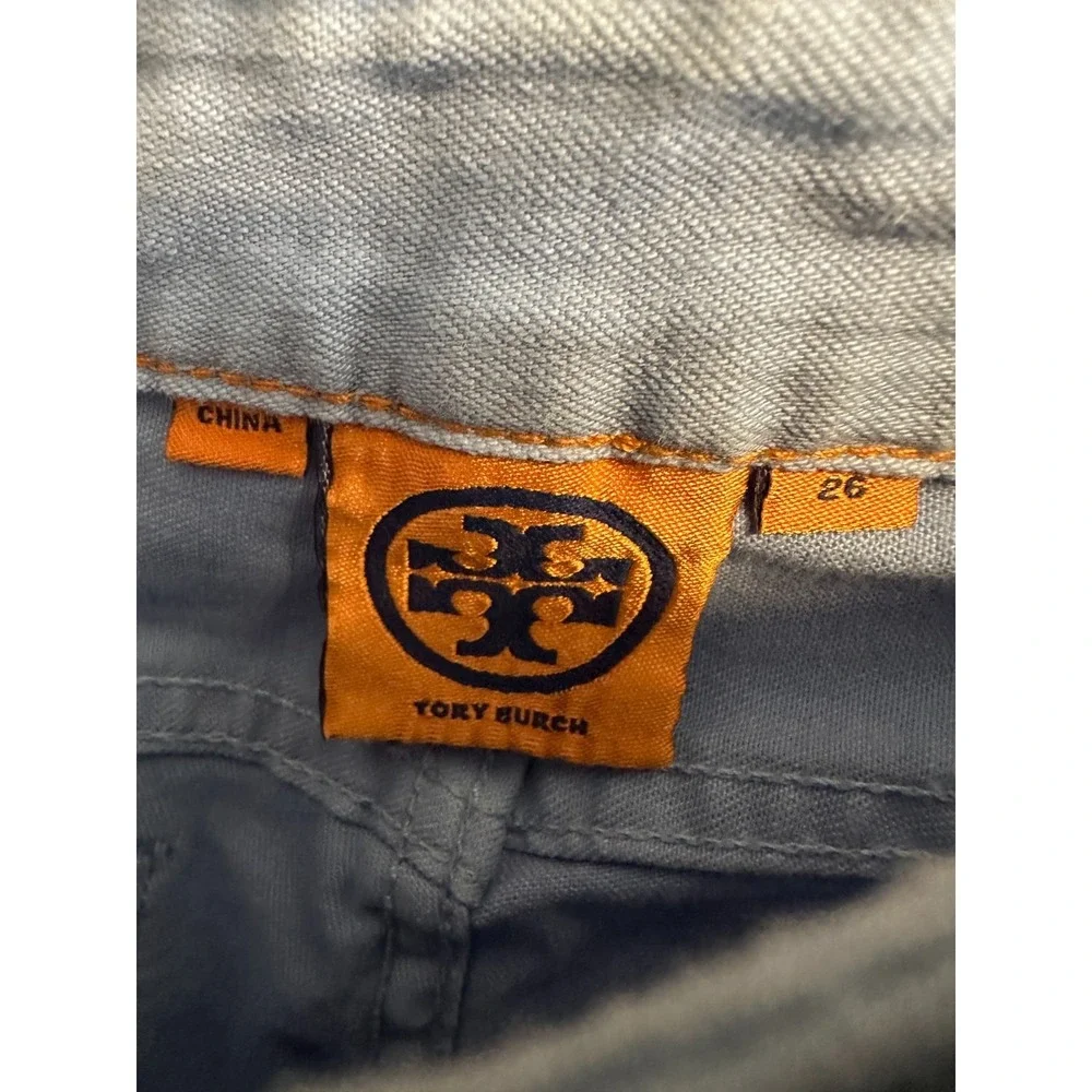 Tory Burch Super Skinny Jeans Womens Size 26 Periwinkle Low Rise‎ Stretch Logo